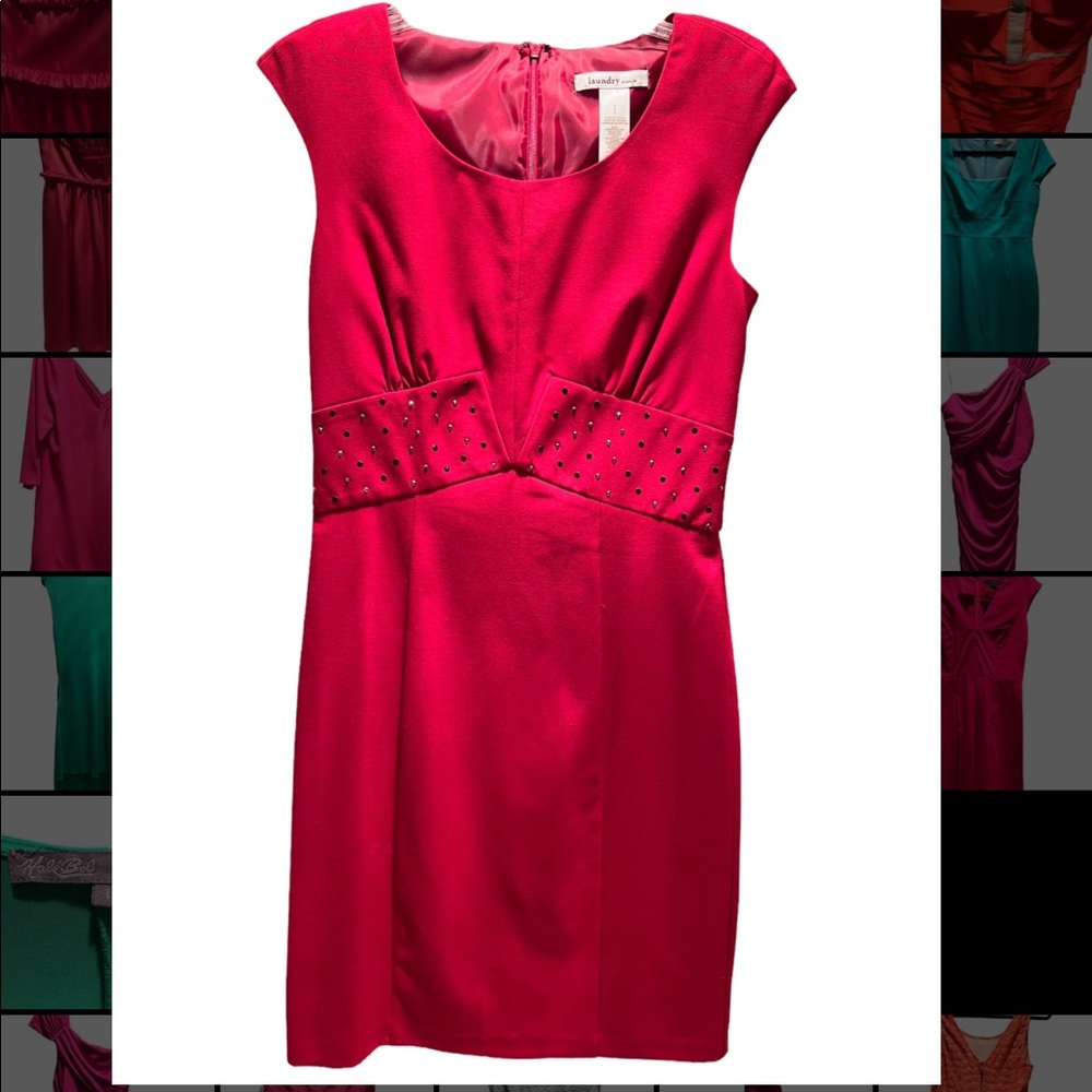 Laundry by Design Red Studded Waistline Dress